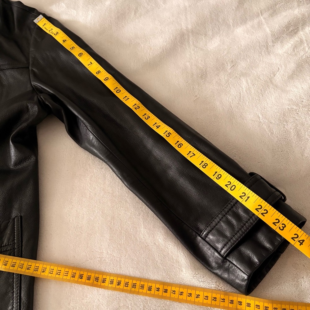 Vintage Y2K Eddie Bauer Women’s Black Leather Car Coat Casual Streetwear Sz L - Picture 13 of 13